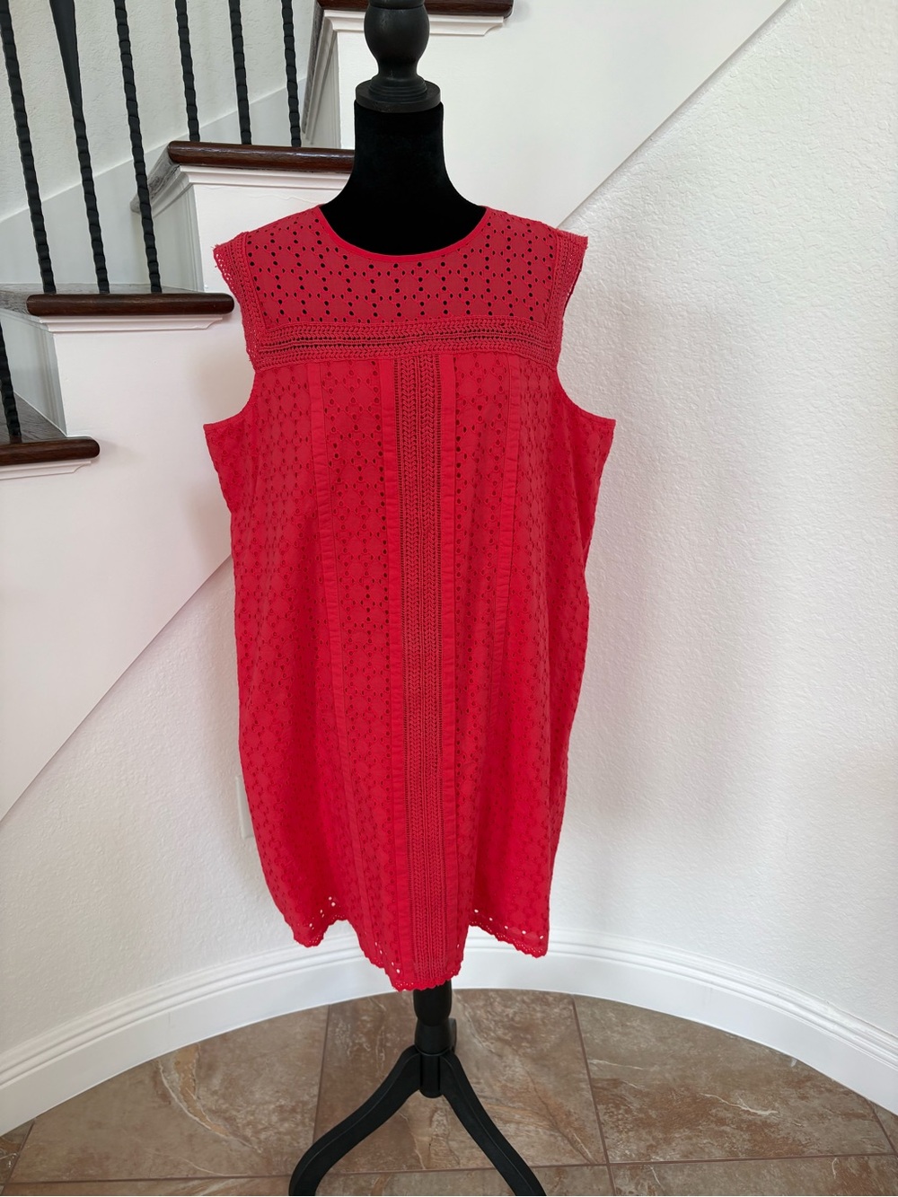 GAP Bright Red Eyelet Shift Mini Dress
